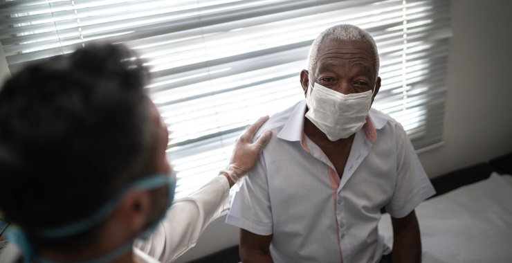Elderly patient with doctor
