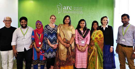 APA delegation with founders of the ARC Mental Health Clinic in Dhaka.  Photo by Raphael Gunner, PhD