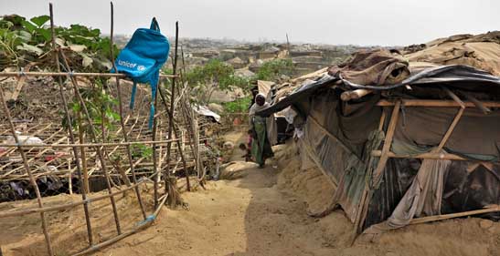 Rohingya Refugee temporary dwellings in Kutupalong Refugee Camp.  Photo by Raphael Gunner, PhD