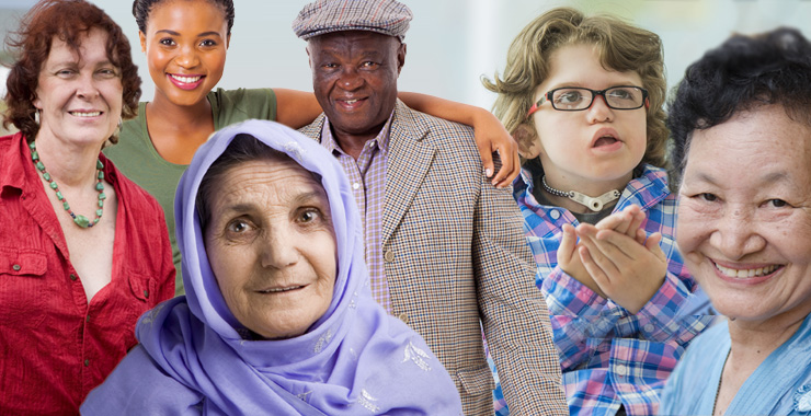 Diverse people needing caregivers