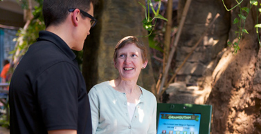 Dr. Clayton explains that she is researching how people interact with and are affected by animal exhibits.