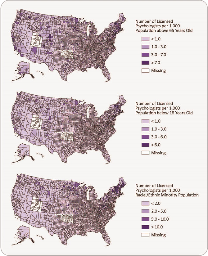 Figure 5: Number of Licensed Psychologists in Relation to Groups of Population, 2012-2015