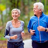 A man and woman running