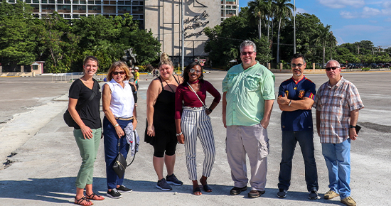 APA delegates in Cuba’s Plaza de la Revolución.