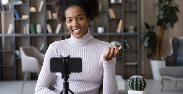 woman recording social media video