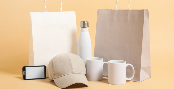 Hat, bag, mug, and water bottle