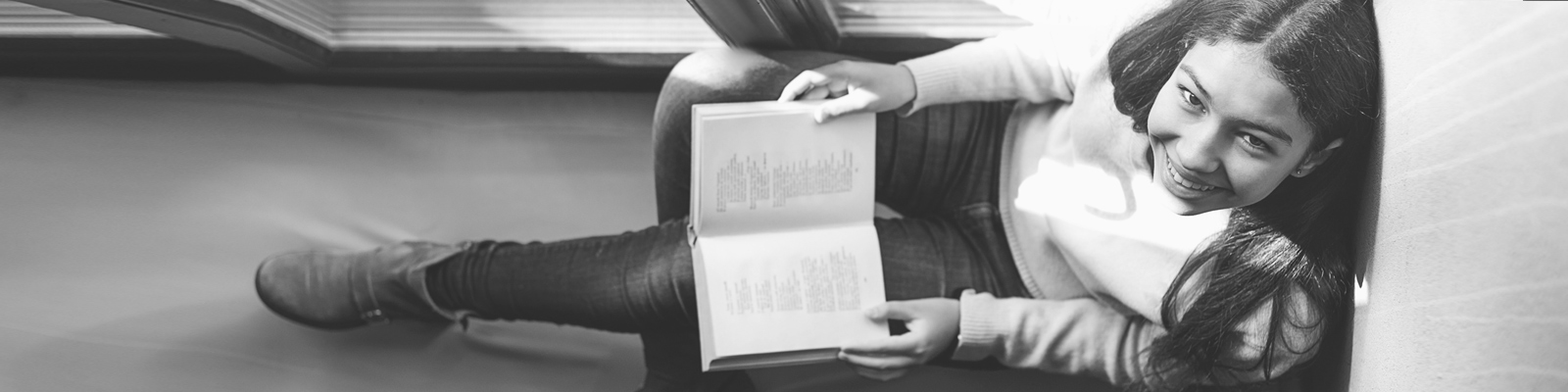Middle school student reading
