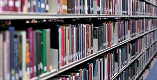 shelf of library books