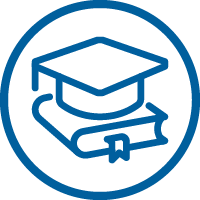 Icon illustration graduation cap and text book