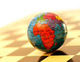 Globe on chessboard