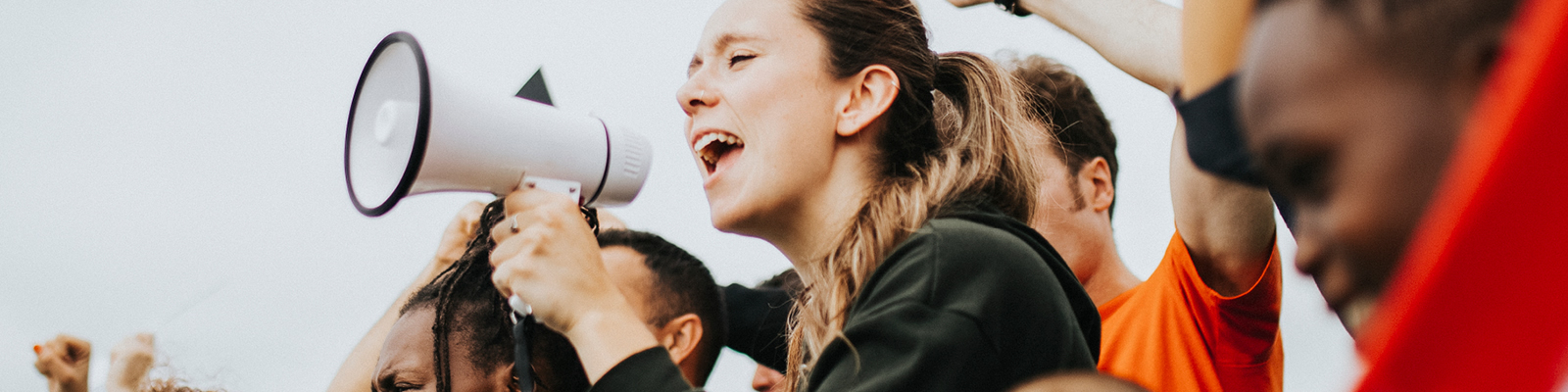 Woman with a bullhorn