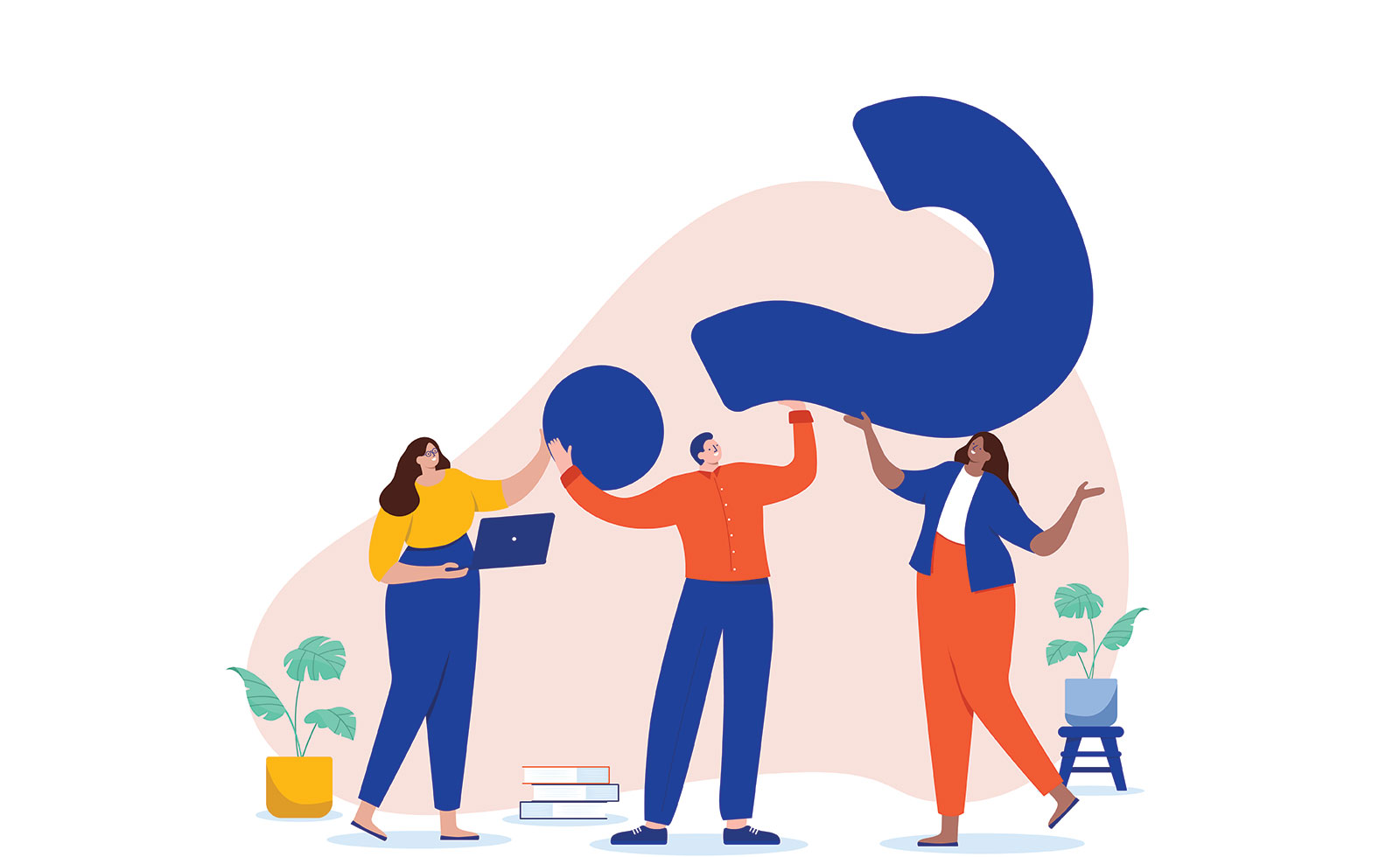 Businesspeople with question mark