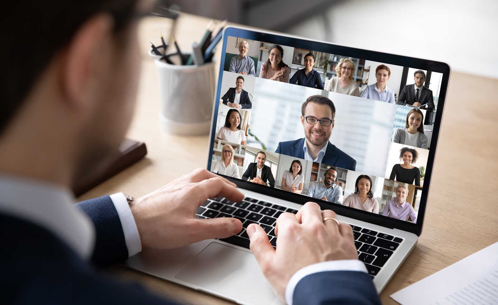 Screen shot of a virtual meeting taking place