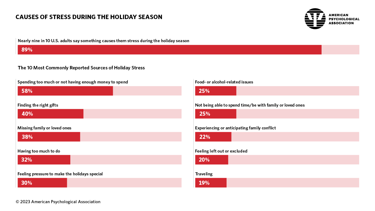 Infographic depicting causes of stress during the holiday season.