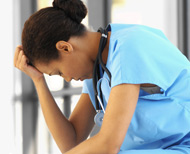 Distraught care worker