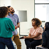 group of people talking