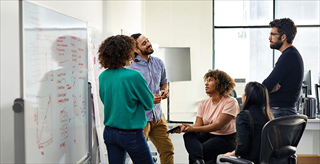 group of people talking