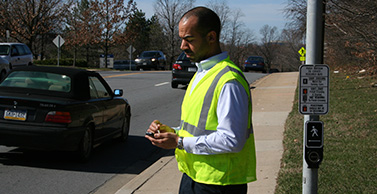 Dr. Robinson observes traffic. 