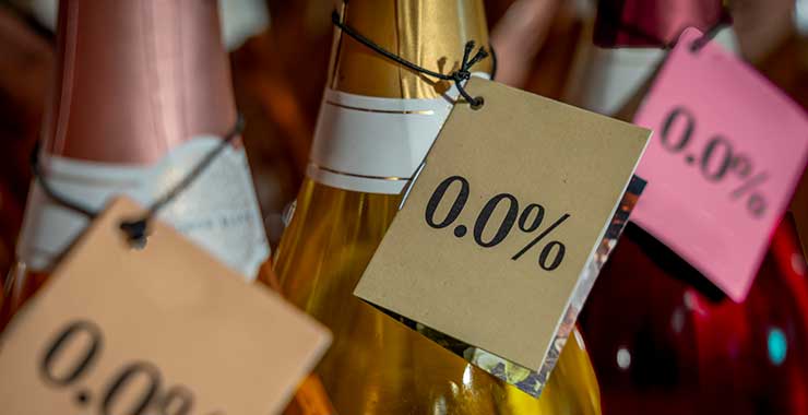 bottles of 0% alcohol tags