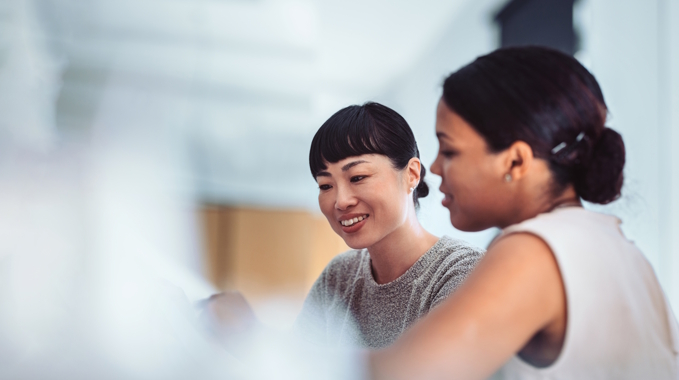 two women talking