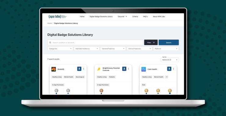 Screen capture of the APA Labs Digital Badge Program