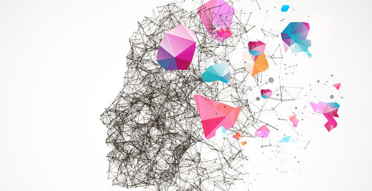 Abstract illustration of a human head formed by interconnected lines and nodes.