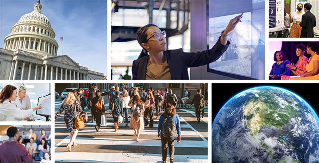 Photo montage depicting fields affected by psychological science