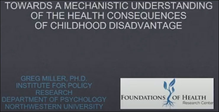 Gray background emblazoned with presentation title, “Future Directions in the Study of Early-Life Stress and Physical and Emotional Health.”