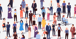 Illustration of diverse crowd of people