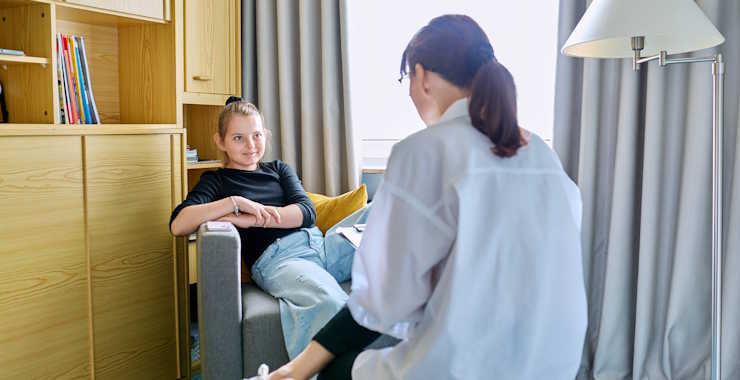 adult talking with a child