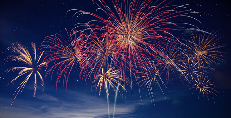 Fireworks explode in celebration of Independence Day