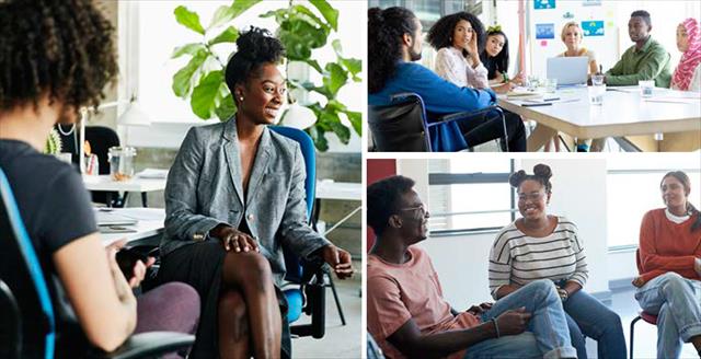 Groups of POC in various office settings