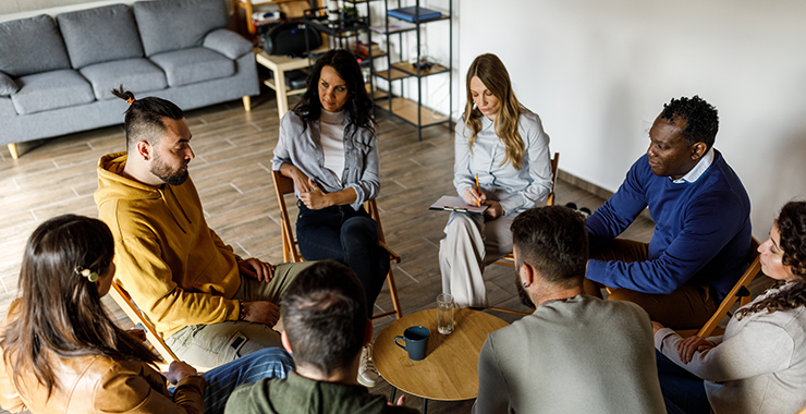 group of people talking