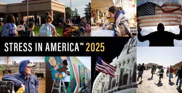 collage of images from APA’s 2025 Stress in America report