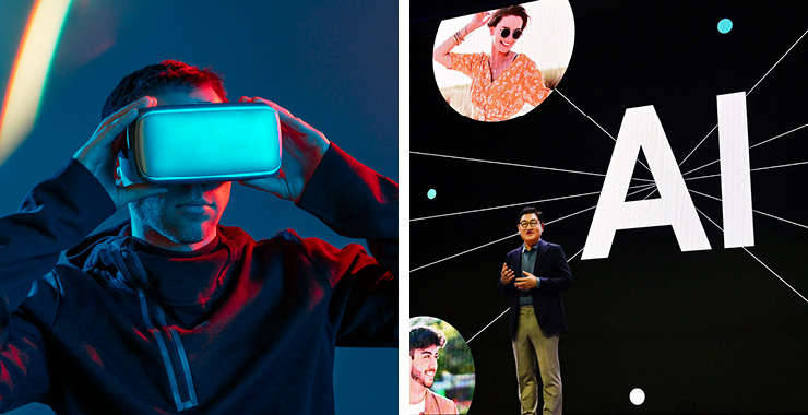 Man in artificial intelligence eyewear
