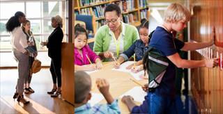 Montage of teachers facing the camera.