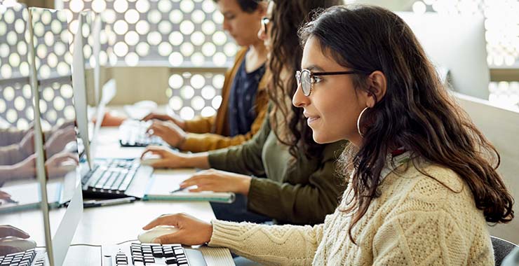 young woman at a computer