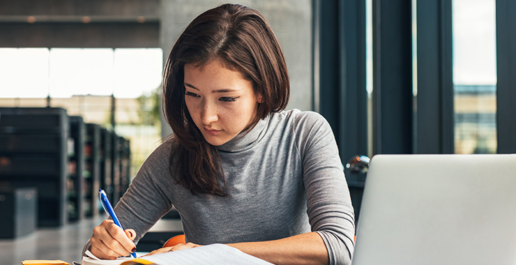 Student doing research